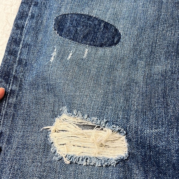 ⭐️Point Sur Shoreditch Straight Leg Raw Hem Denim Jeans patch distressed sz 29 - Picture 5 of 11